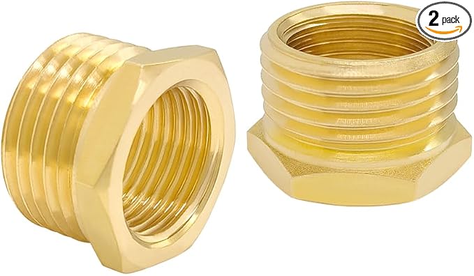 Hooshing 2PCS Brass Reducer Hex Bushing 3/4" NPT Male x 1/2" NPT Female | Heavy by Hooshing