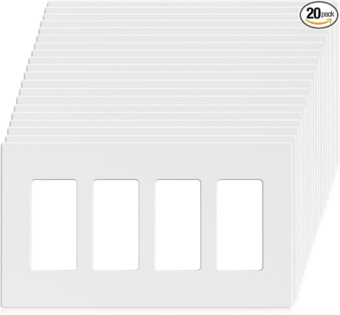 ELEGRP 4-Gang Screwless Decorative Wall Plates, Mid-Size Unbreakable by ELEGRP%7CELEGROUP