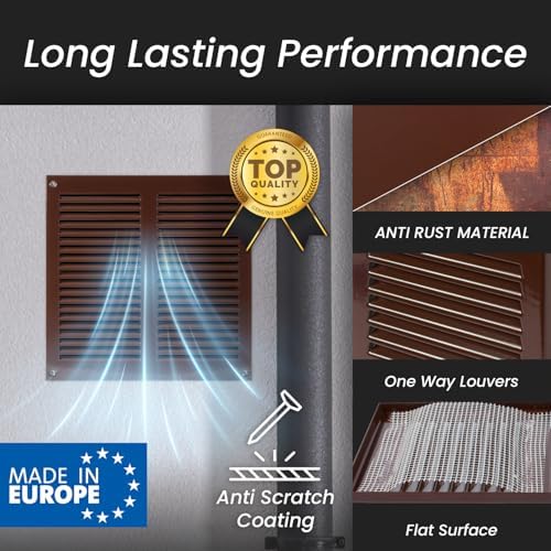 Repa Market Air Vent Cover 16x16 Inch Brown Galvanized Steel Louvered Grill - Image 3