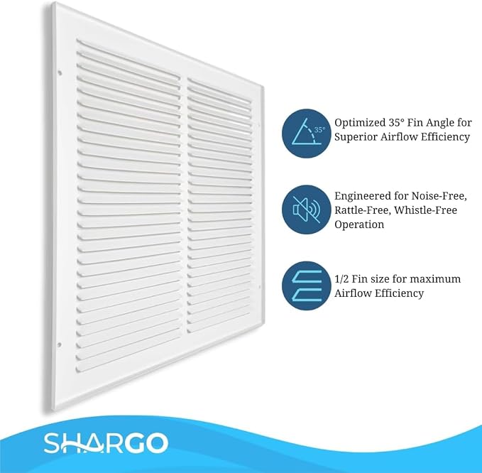 14x06 Air Return Vent Cover, Solid Steel White, 4 Pack - Image 3
