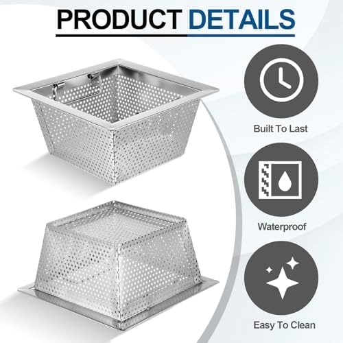 Tuanse 10 x 10 x 5 Inches Stainless Steel Commercial Floor Drain Strainer - Image 3