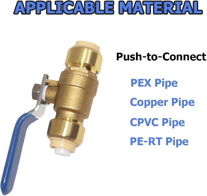Hooshing 1/2 Inch Push-Fit Full Port Ball Valve, Push-to-Connect, Plumbing - Image 3