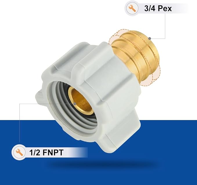 5PC EFIELD Pex Fittings, 3/4" Pex x 1/2" Female NPT Swivel Adapter | Pex Barb - Image 2