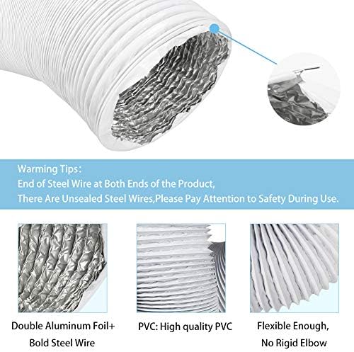 Omont Dryer Vent Hose 4 Inch 10FT Flexible Dryer Ducting Tube Air Duct Aluminum - Image 3