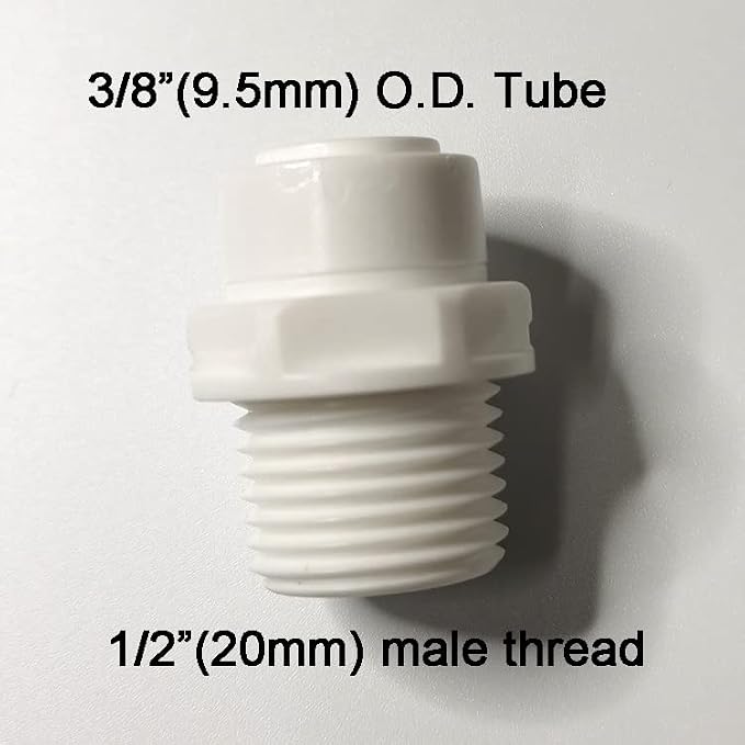 Malida Push to Connect 1/2 Male Connector x 3/8 Ro Tube Fitting, 10 Pack | Food - Image 2
