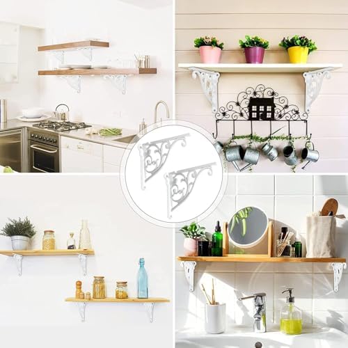 Shelf Brackets 6 Inch 4 Pack Heavy Duty White Wall Bracket Victorian Kitchen - Image 4