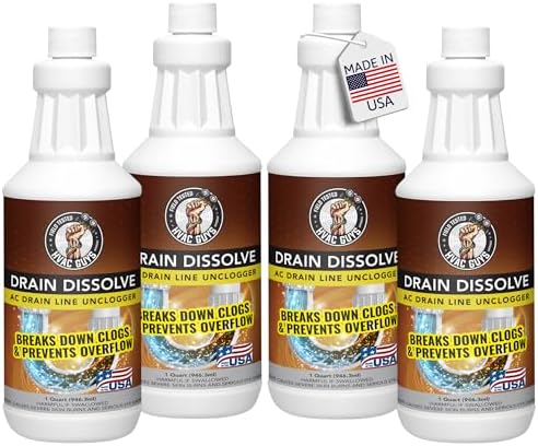 HVAC Guys Drain Dissolve 4PK = 1 Gallon | AC Drain Line Cleaner & Unclogger | by LeakSaver