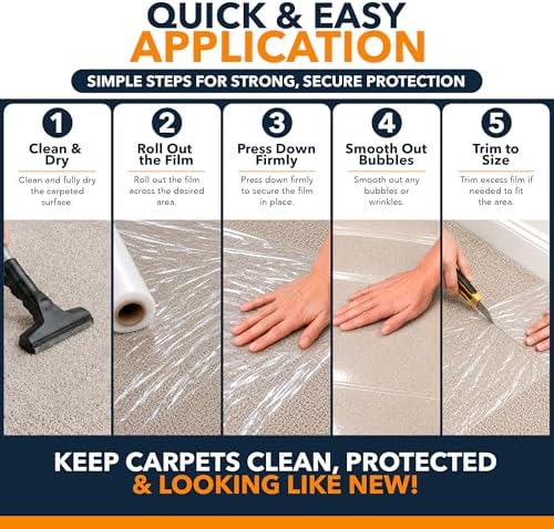 Carpet Protection Film 24" x 200 ft, Durable Temporary Stair Carpet Protector - Image 6