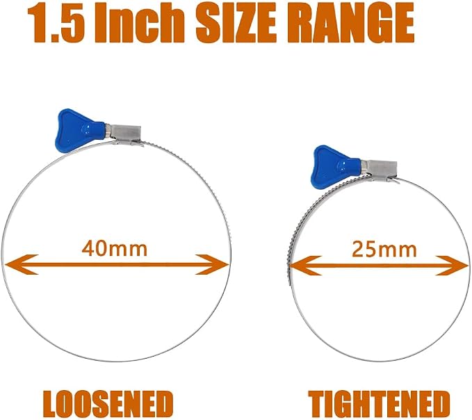 ISPINNER 4pcs 1.5 Inch Key-Type 304 Stainless Steel Worm Gear Hose Clamps - Image 5