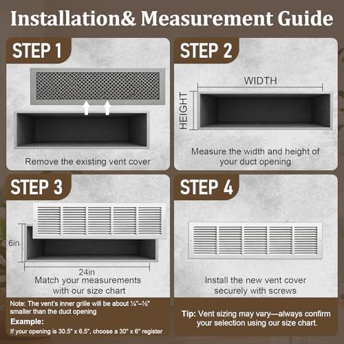30x6 Steel Return Air Grille, HVAC Vent Cover Fits 30"W x 6"H Duct Opening - Image 5