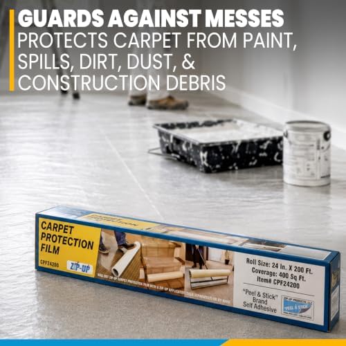 Zip-UP 36" x 200' Carpet Protection Film, Self Adhesive, Easy Installation - Image 2