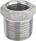 304 Stainless Steel Reducer Hex Bushing, 1/2" NPT Male to 3/8" NPT Female by Unknown