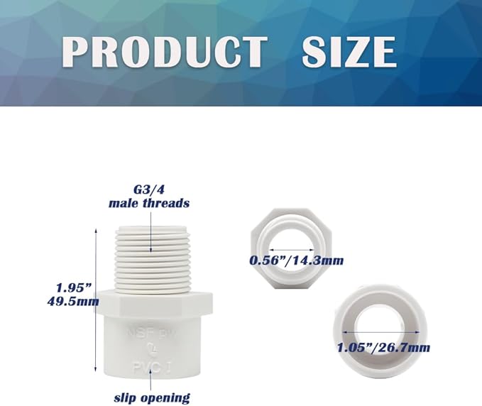 9PCS 3/4 Inch Male Thread White PVC Fittings 2-Way PVC Pipe Coupling Adapter - Image 2