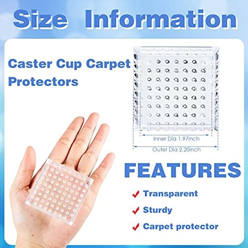 Jetec 8 Pcs Carpet Protectors Furniture Leg Spiked Caster Cups - Image 2