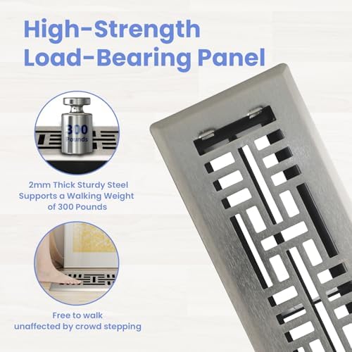 Howeall 2x10 Inches Heavy Duty Walkable Floor Register Easy Adjust Air Supply - Image 2