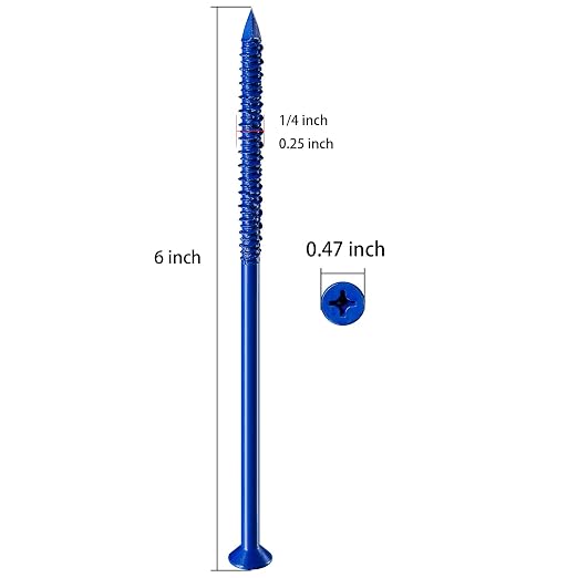 Wensilon 1/4''x6 Concrete Screw Anchor Blue Flat Head - Image 2