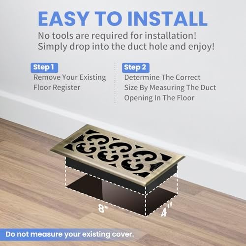 Howeall 4x8 Inches Heavy Duty Walkable Floor Register Easy Adjust Air Supply - Image 6