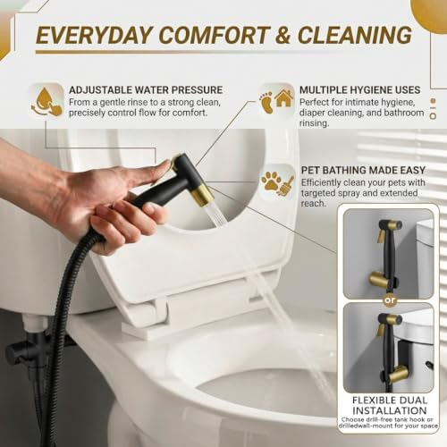 BARROCK Handheld Bidet Sprayer for Toilet, Stainless Steel Metal Made Baby - Image 2