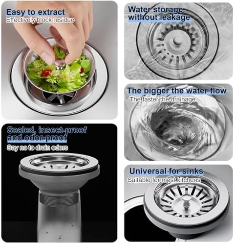 2pcs Kitchen Sink Drain Basket, 3 1/4 '' 304 Stainless Steel Drainage - Image 5