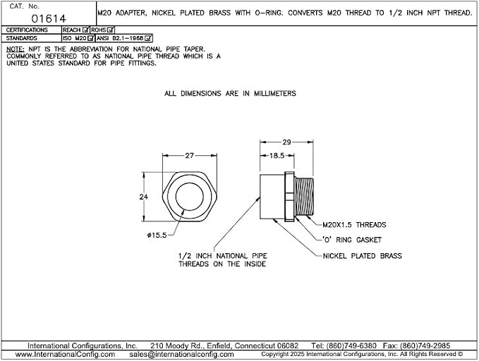 M20 to 1/2" NPT Thread Adapters - Image 5