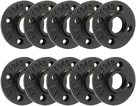 1" Heavy Duty Black Floor Flange, Home TZH 10 Pack Malleable iron Pipe Flange by HomeTZH