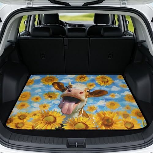 Cow Sunflower Heavy Duty Trunk Mat 29"x39" by Mintulipy