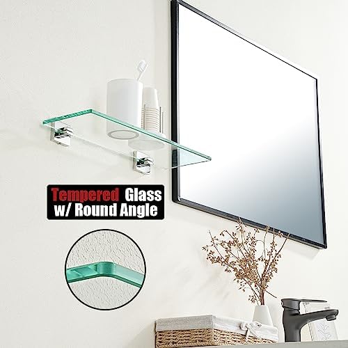 JQK Bathroom Glass Shelf, Floating Tempered Glass Shower Storage 20 by 5 inches - Image 6