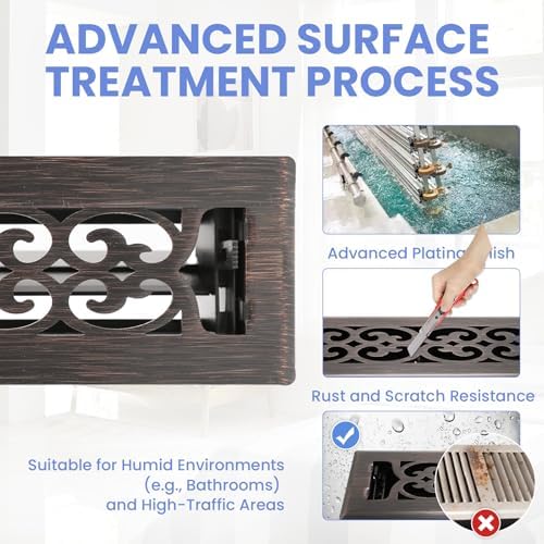Howeall 2x12 Inches 2 Pack Heavy Duty Walkable Floor Register Easy Adjust Air - Image 3