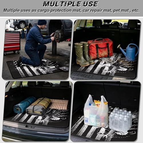 ELEQIN Black American Flag Eagle, Car Cargo Liner, All Weather Heavy Duty Trunk - Image 3