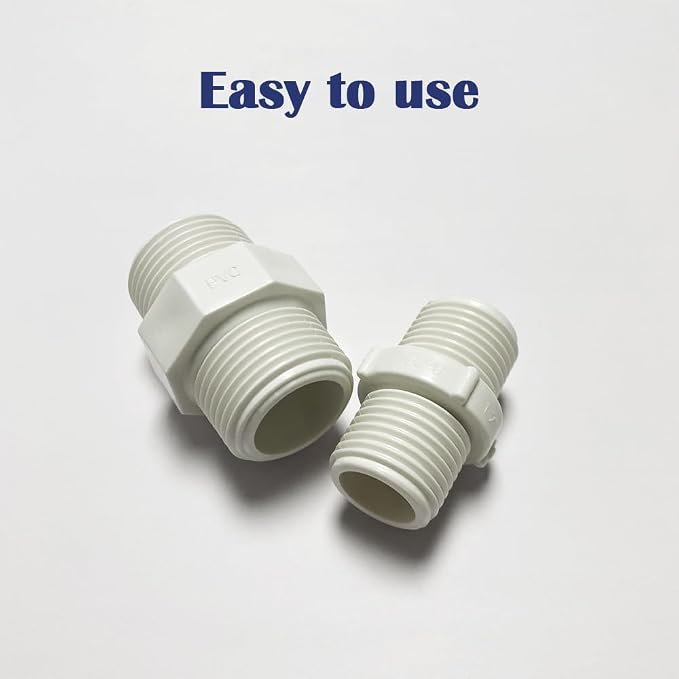 2PCS 1-1/2" PVC Pipe Fittings Nipple G1-1/2 X G1-1/2 Male to Male Thread - Image 5