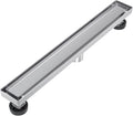18 Inch Linear Shower Drain, Brushed Stainless Steel Rectangle Bathroom Tile by Dilvii