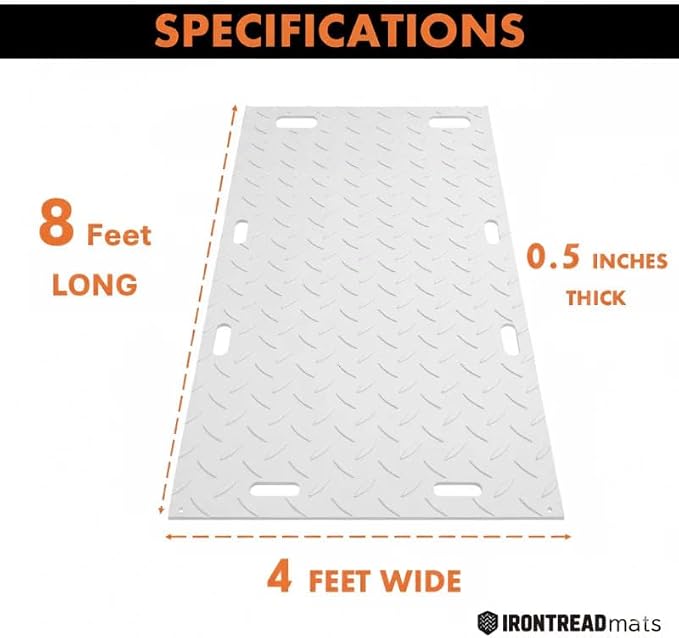 Ground Protection Mat 4’x8’ – ½” HDPE Diamond Tread 50 Pack - Image 2