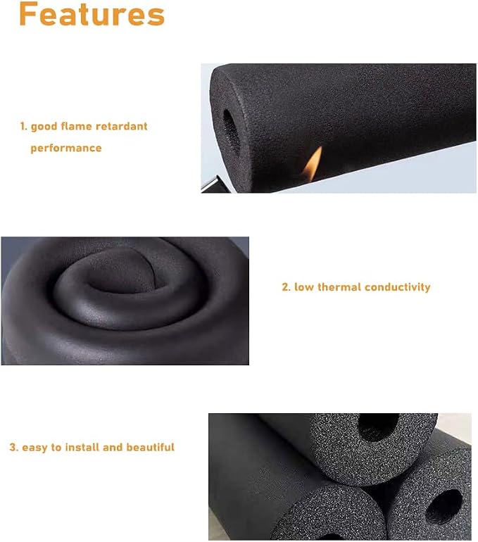 2 Pieces 1/2" I.D. Pipe Insulation Foam Tube, 1/2" ID x 3/8" Thick. x 1-1/4" OD - Image 3