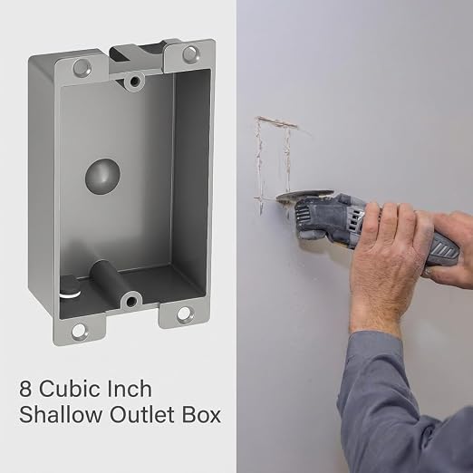 2 Pack Shallow Outlet Box 8 Cubic Single Gang Old Work Junction Box – Grey - Image 4