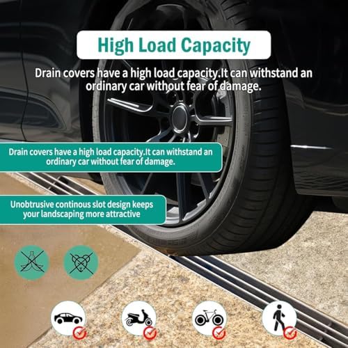 Slot Channel Drain with Stainless Steel Drain Grate Heavy Duty Durable Hidden - Image 5
