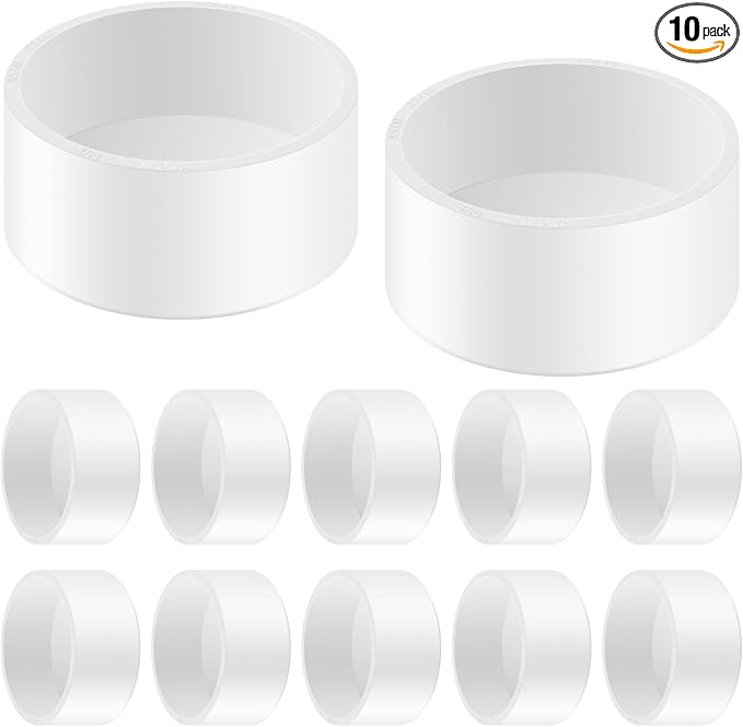 10 Packs 1-1/2 Inch PVC Pipe End Cap, Fits 1.9" OD Schedule 40 Furniture Grade by Unknown