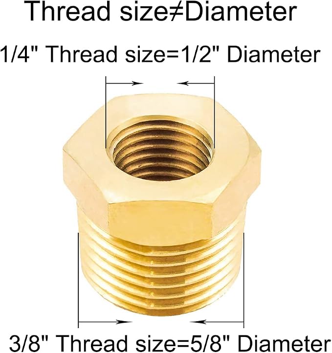 Joywayus 3Pcs Brass Reducing Hex Bushing 3/8" NPT Male to 1/4" NPT Female | - Image 2