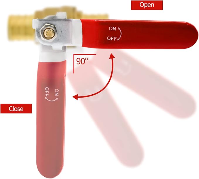 4pcs 3/4" PEX Brass Full Port Shut Off Ball Valve, HOT COLD | - Image 3