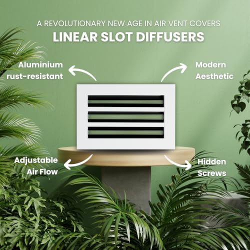 Modern Air Vent Cover 8x8 – Slim Design Aluminum Linear Slot Diffuser, - Image 4