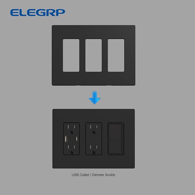 ELEGRP 3 Gang Screwless Decorative Wall Plates, Mid-Size Unbreakable - Image 5