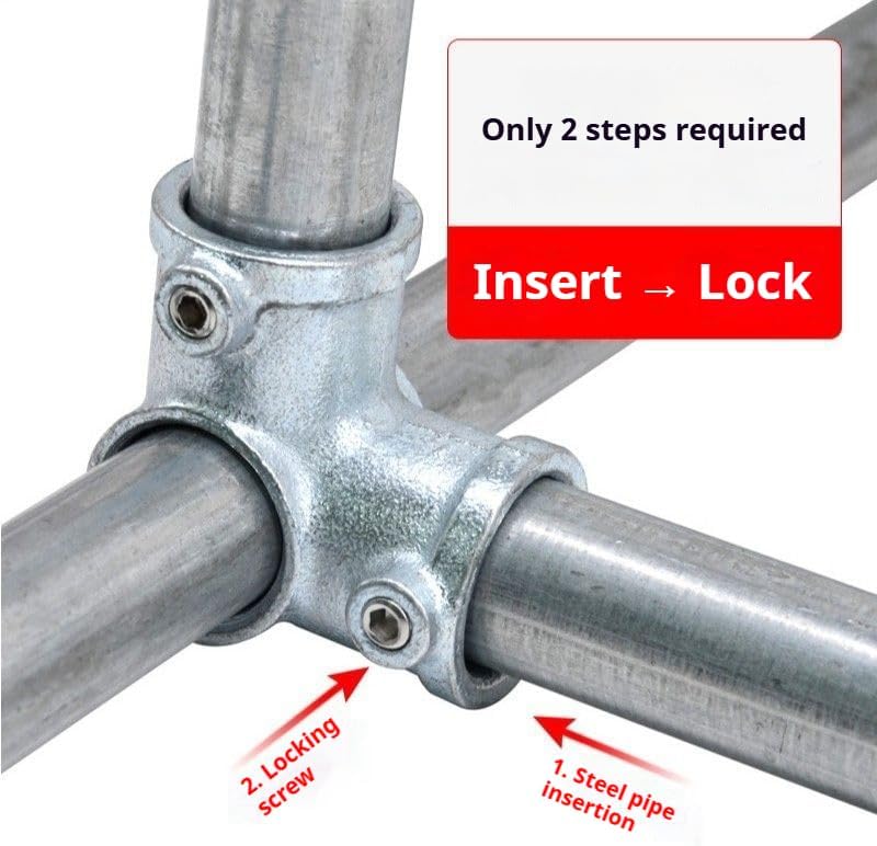 2 Pcs Galvanized Pipe Fittings Single Socket Tee Steel Pipe Pipe Clamps Fits 1 - Image 5