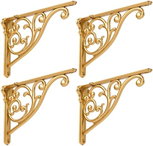 Khtumeware Gold Shelf Brackets 10 Inch 4 Pack Heavy Duty Antique Gold Wall by khtumeware