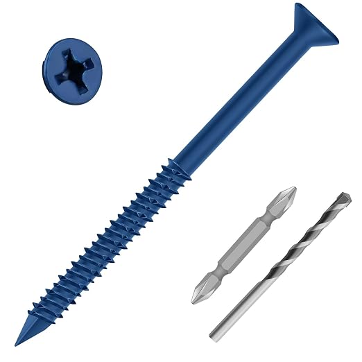 1/4" x 3-1/2" Concrete Screw Anchor Blue Flat Head Screws by Etauwe