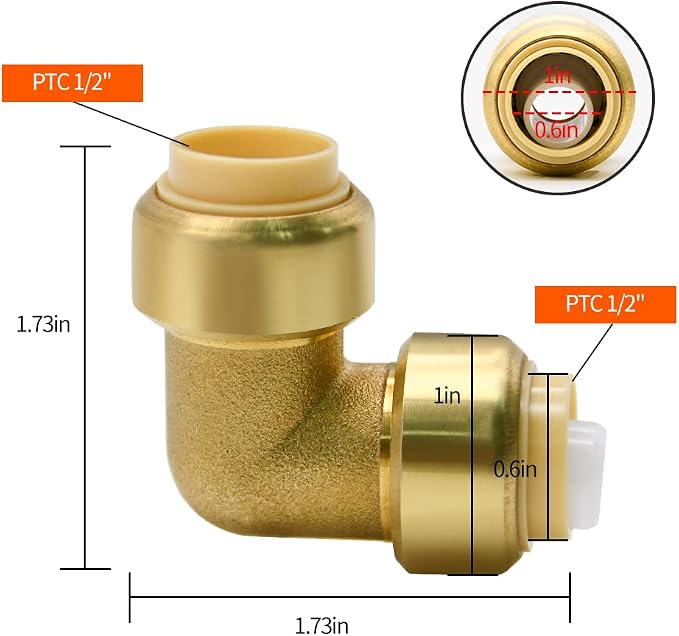 6 Pack 1/2" Pushfit Elbow Fittings - Image 2