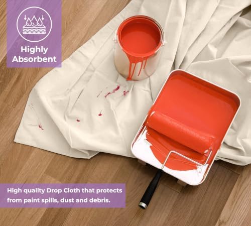 Canvas Drop Cloth for Painting 9x6 feet Pack of 1-8oz Painters Drop Cloths for - Image 2