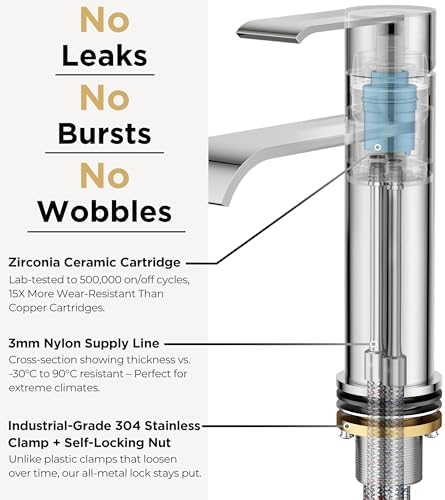FORIOUS Waterfall Bathroom Faucet Single Hole Chrome - Image 3