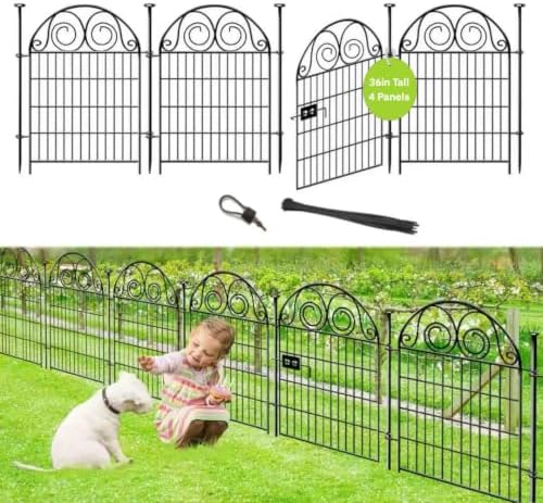 Getlay Garden Fencing 36 Inch High, 4 Panels Total Length 8.8 Ft Dog Fences by Getlaygardenfence