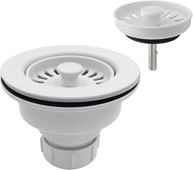 3-1/2 Inch Polymer White Sink Drain Assembly by EADOT
