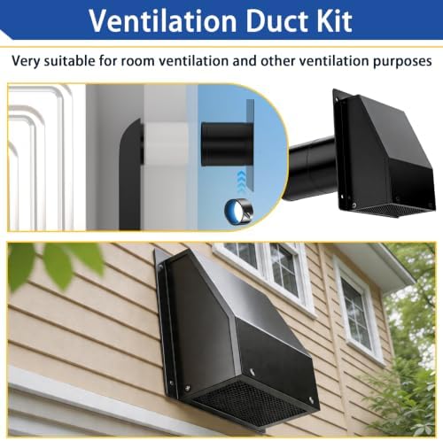 4 Inch Dryer Vent Kit with Outdoor Wall Exhaust Cover, Hooded Screen & - Image 6