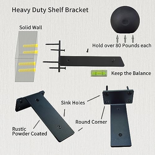 Heavy Duty Shelf Bracket 8 inch Metal Wall Mount Powder Coated 90 Degree Black - Image 3
